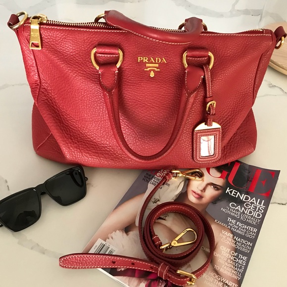 red leather prada bag